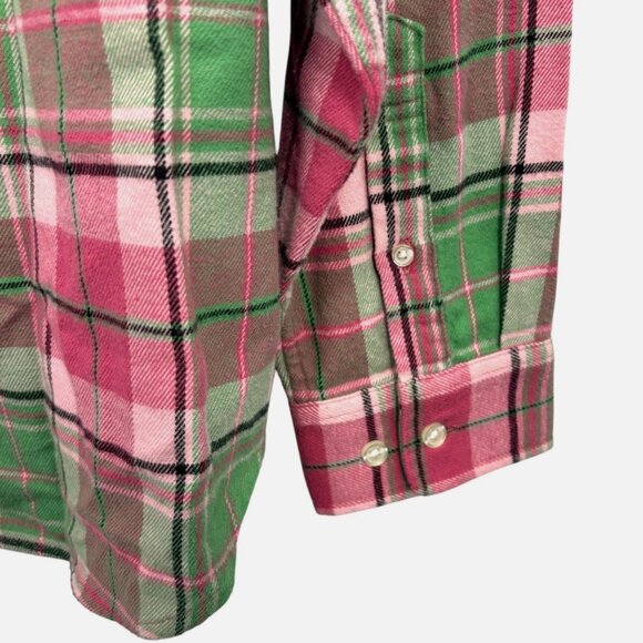 SUPREME Plaid Flannel Shirt FW22 Men's M Button Down Cotton Collared Pink Green - Picture 5 of 11